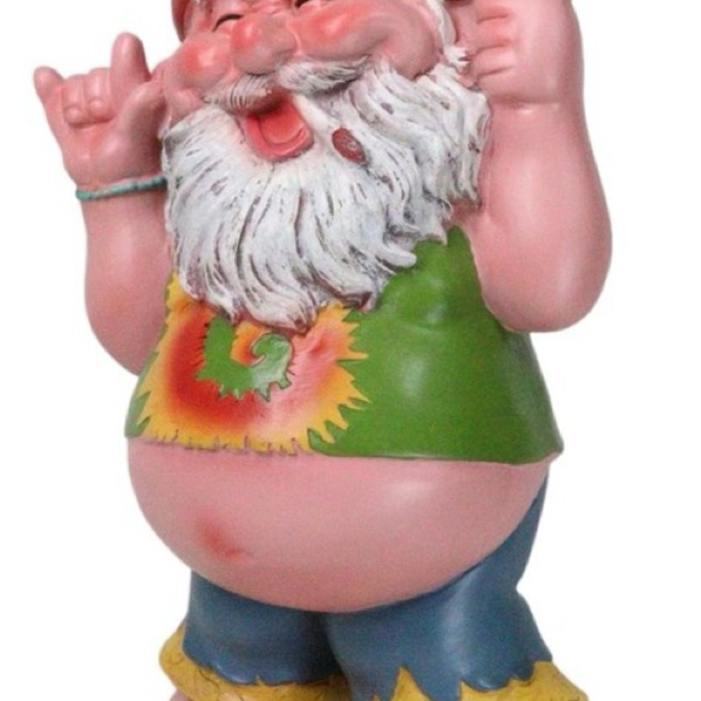 Ebros Free Spirited Hippie Garden Old Fat Mr Gnome Statue Keep On The Grass - Picture 5 of 7